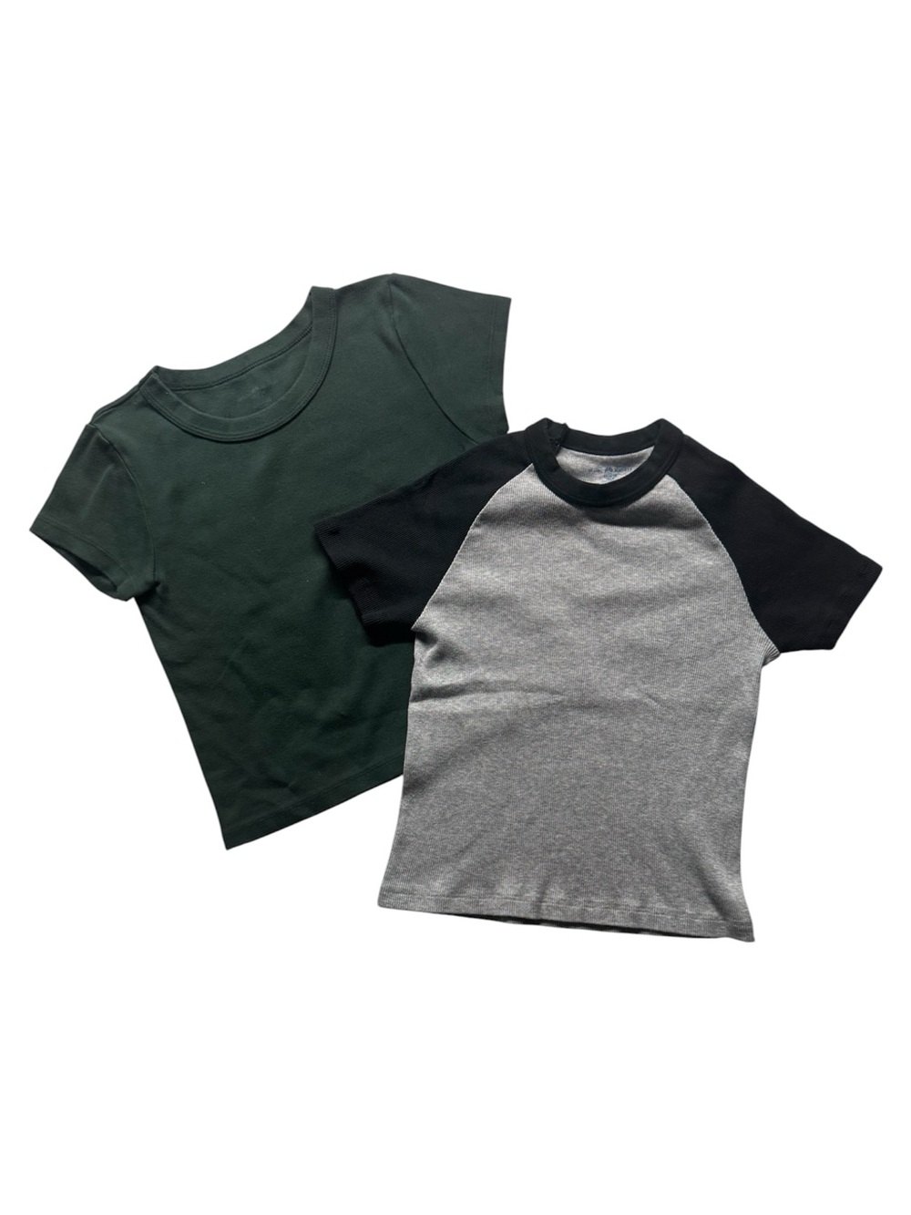 Brandy Melville Women’s S Baby Tee Shirt Lot Green Gray Black Ribbed Tops